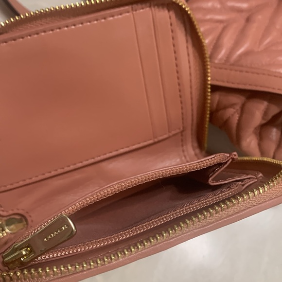 Rose/Pink colored Coach handbag and matching wallet with gold hardware. - Picture 12 of 12